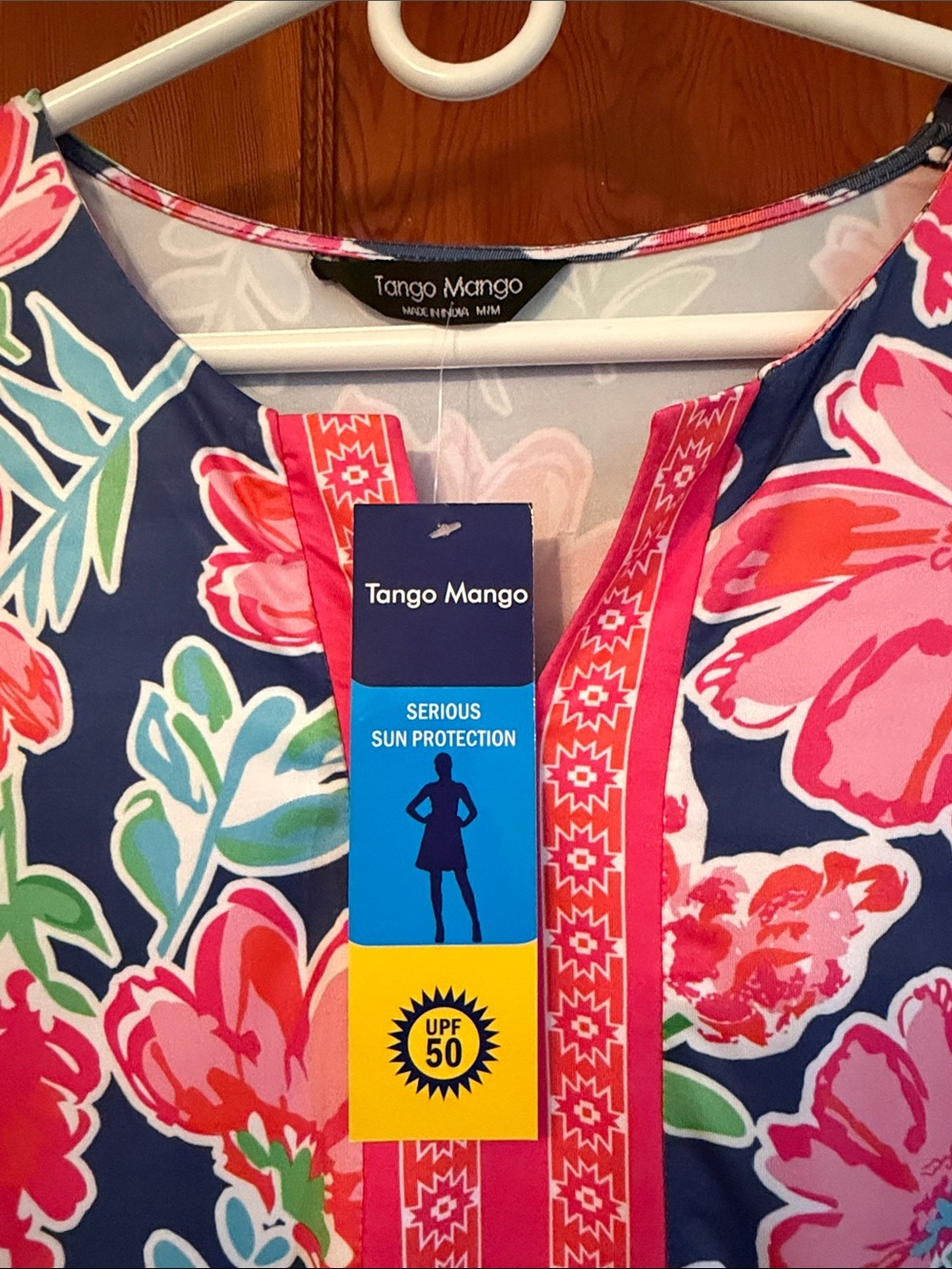 Tango Mango Navy Floral UPF 50 Tunic with Pink Accents